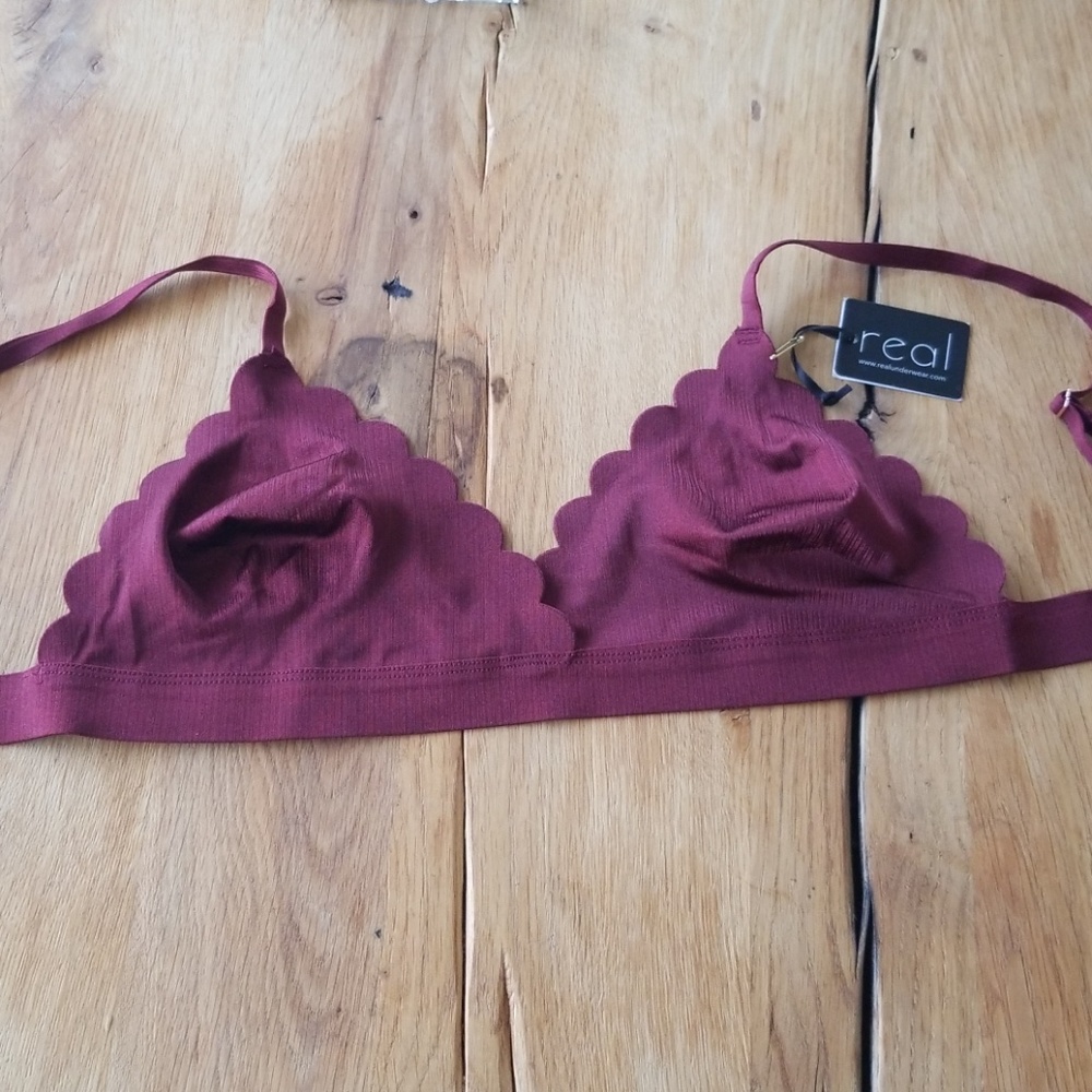 Silky maroon bralette gold minimal hardware
